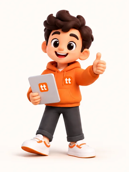The Textable buddy in an orange hoodie